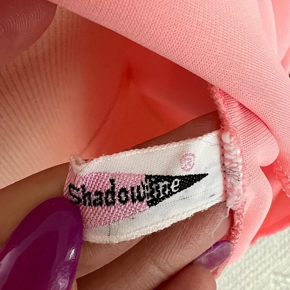 Vintage 60s 70s Shadowline Light Pink Gown Ruffles & Pockets - Picture 6 of 6